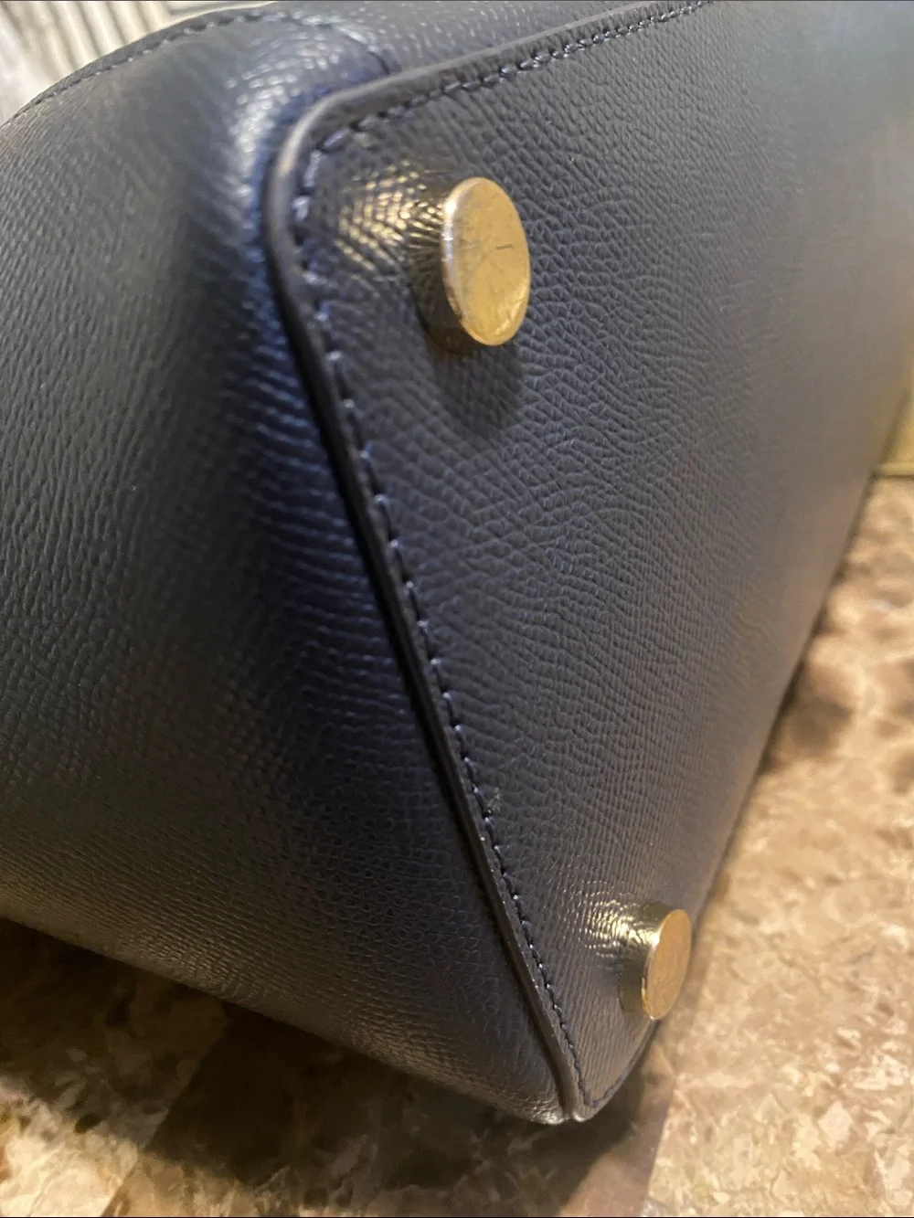 Michael Kors Dark Navy Saffiano Tote with Gold Hardware